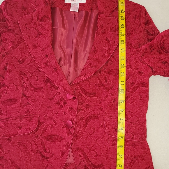 Nine & Company by Nine West Womens Lined Blazer Jacket Size 12 Red Jacquard - Picture 6 of 11